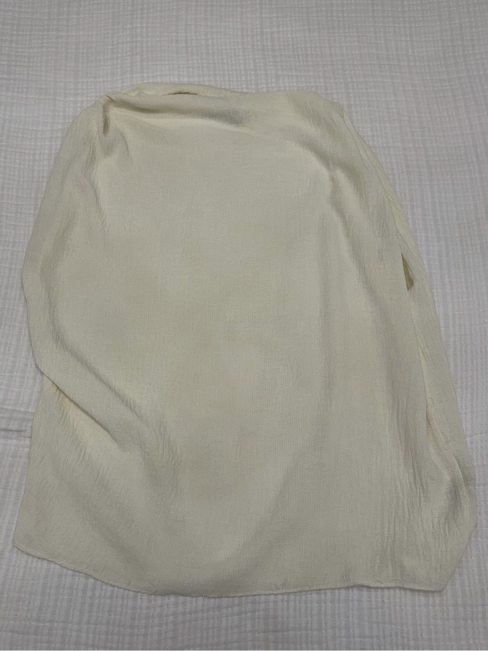 zara white draped cowl neck top